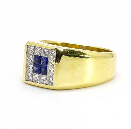 18K  Blue Sapphire Diamond Ring